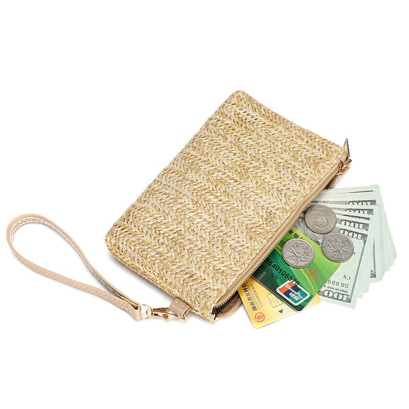 PE PP Woven Texture Clutch Wrist Carrying Bag Cell Phone Pouch Handmade Bag Purse Wristlet Wallet PE PP Woven Texture Clutch Wrist Carrying Bag Cell Phone Pouch Handmade Bag Purse Wristlet Wallet